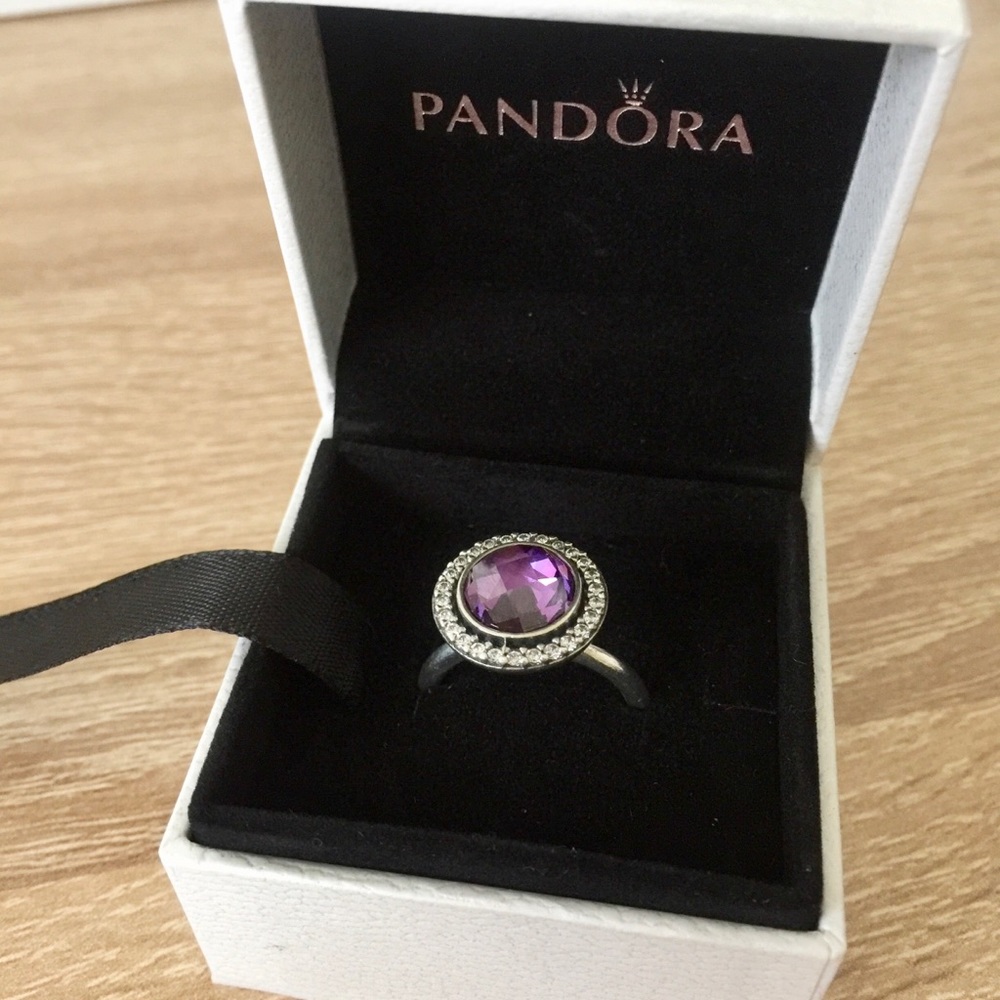 Last one New PANDORA Silver Brilliant Legacy Purple Ring! Size 58